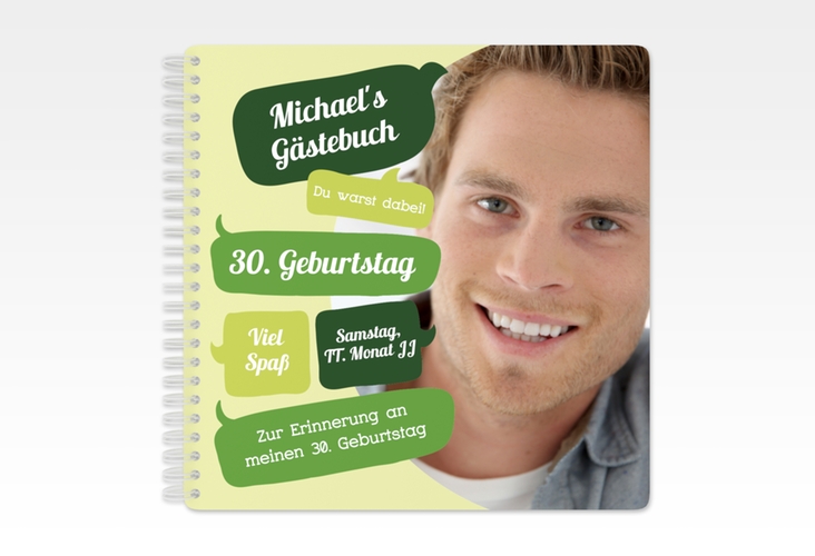 Gästebuch Geburtstag Whatsup Ringbindung gruen