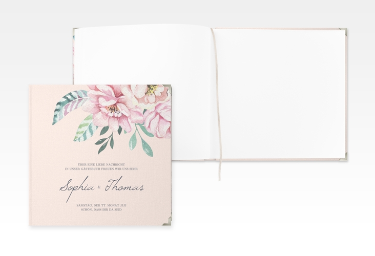 Gästebuch Selection Hochzeit Blooming Leinen-Hardcover rosa