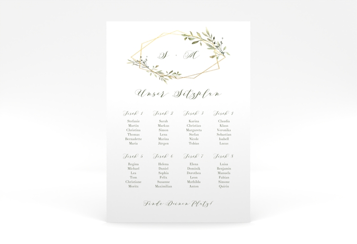 Sitzplan Poster Hochzeit Acacia 50 x 70 cm Poster weiss