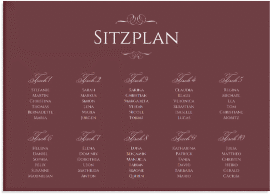 Klick: Details zu Sitzplan Leinwand Hochzeit "Elegancy" anzeigen Sitzplan Leinwand Hochzeit "Elegancy" 70 x 50 cm Leinwand schwarz