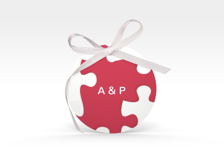 Geschenkanhänger Hochzeit Puzzle Geschenkanhänger, rund rot