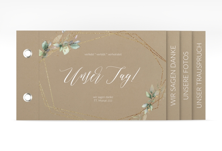 Danksagungskarte Hochzeit Greenish Booklet Kraftpapier