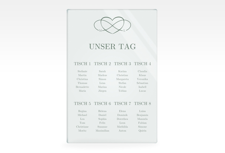 Sitzplan Acryl Hochzeit Infinity 40 x 60 cm Acryl gruen