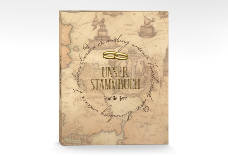 Stammbuch A4 Zwei Ringe Stammbuch A4 beige mit Eheringen und Fantasy-Landkarte
