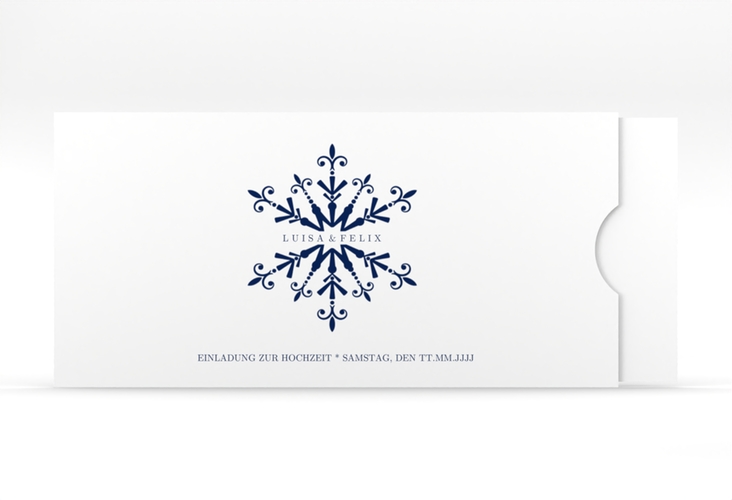 Hochzeitseinladung Crystal Einsteckkarte weiss mit Eiskristall