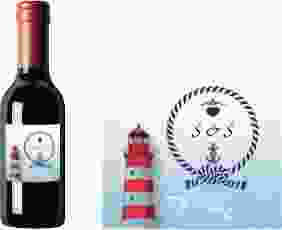 Piccoloetikett Hochzeit Sylt Etikett Piccolo blau mit Leuchtturm