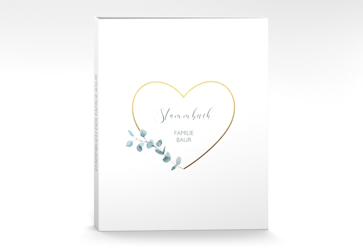 Stammbuch A4 Greenheart Stammbuch A4 mit elegantem Herz und Eukalyptus-Zweig