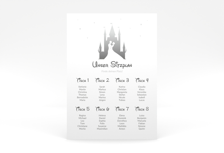 Sitzplan Poster Hochzeit Castle 50 x 70 cm Poster grau