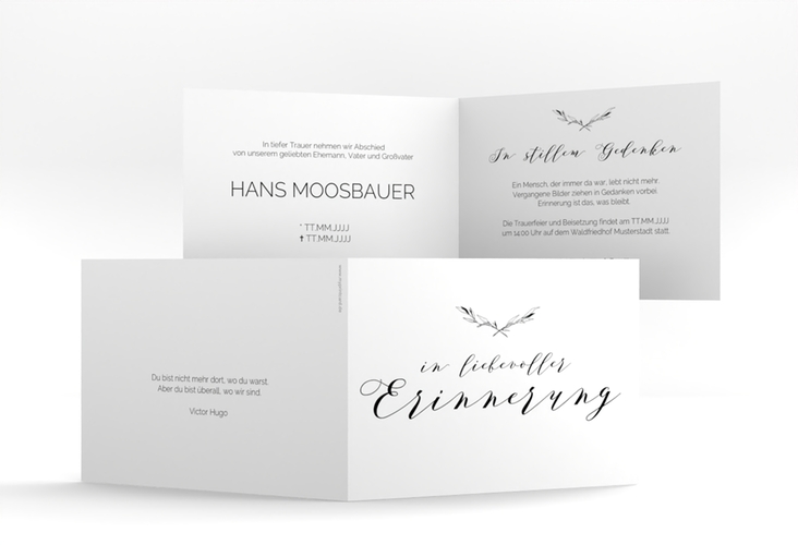 Trauerkarte Horizont A6 Klappkarte quer weiss in Aquarell-Optik