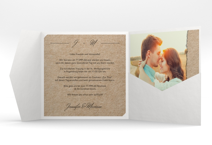 Hochzeitseinladung Colorado Pocketfold Kraftpapier