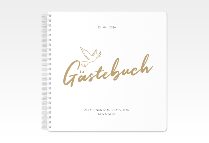 Gästebuch Konfirmation Edeltaube Ringbindung weiss