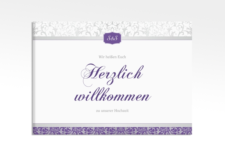 Willkommensschild Leinwand Latina 70 x 50 cm Leinwand lila
