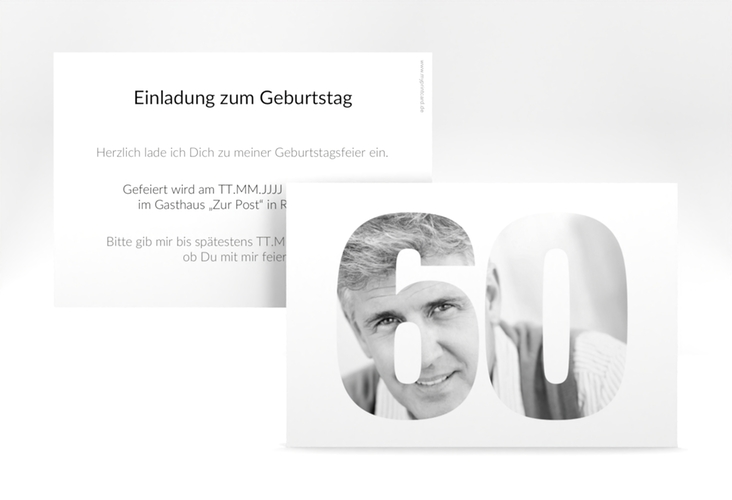 Einladung 60. Geburtstag Numbers A6 Karte quer weiss