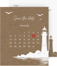 Save the Date-Kalenderblatt Leuchtturm Kalenderblatt-Karte Kraftpapier