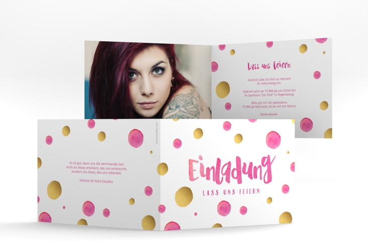 Einladung 30. Geburtstag Dots A6 Klappkarte quer