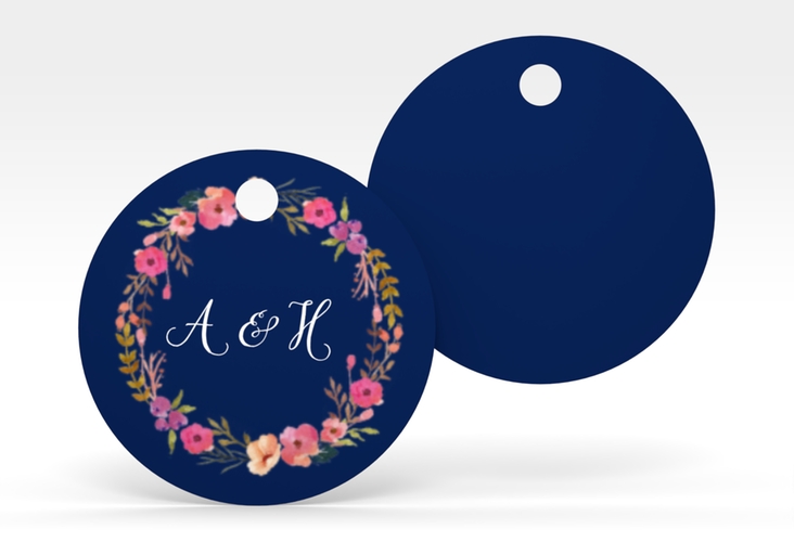 Geschenkanhänger Hochzeit Fiore Geschenkanhänger, rund blau