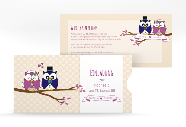 Hochzeitseinladung Eulenliebe Einsteckkarte