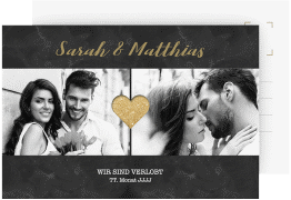 Klick: Details zu Verlobungskarte Hochzeit "Sparkly" anzeigen Verlobungskarte Hochzeit Sparkly A6 Postkarte gold