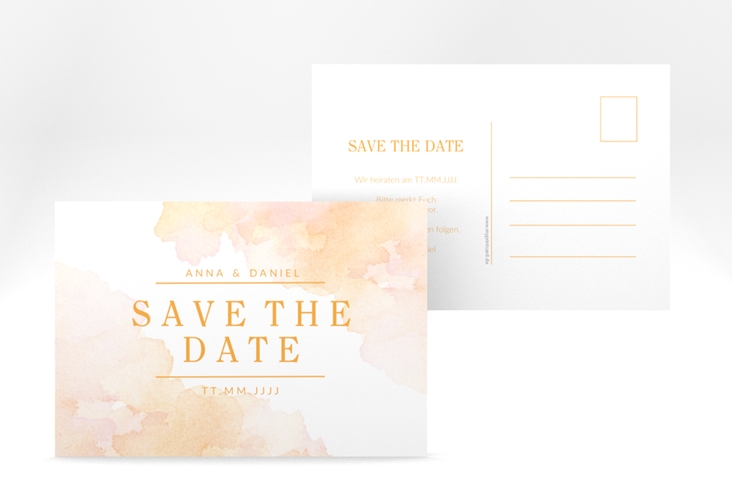 Save the Date-Postkarte "Blush" A6 Postkarte orange