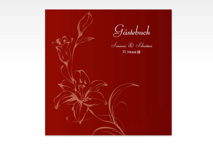 Gästebuch Creation Lille 20 x 20 cm, Hardcover rot romantisch mit Schmetterlingen