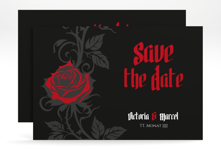 Save the Date-Karte Red Rose A6 Karte quer