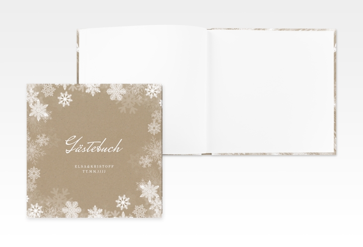 Gästebuch Creation Hochzeit Snowfall 20 x 20 cm, Hardcover mit Schneeflocken für Winterhochzeit