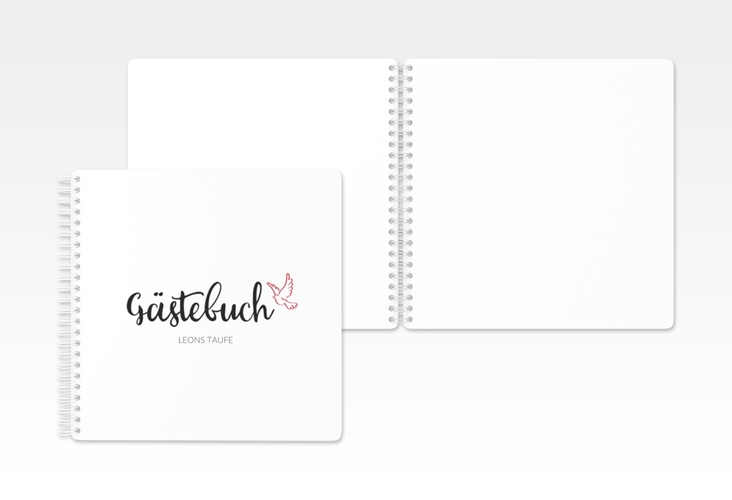 Gästebuch Taufe Belief Ringbindung rot