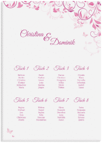 Klick: Details zu Sitzplan Leinwand Hochzeit "Lilly" anzeigen Sitzplan Leinwand Hochzeit "Lilly" 50 x 70 cm Leinwand pink