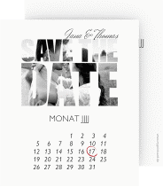 Save the Date-Kalenderblatt Letters Kalenderblatt-Karte weiss