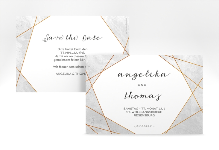 Save the Date-Karte Asymmetry A6 Karte quer grau