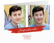 Einladung Jugendweihe Adult A6 Klappkarte quer rot