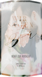Klick: Details zu Menükarte Hochzeit "Amazing" anzeigen Menükarte Hochzeit "Amazing" DIN A4 Wickelfalz weiss