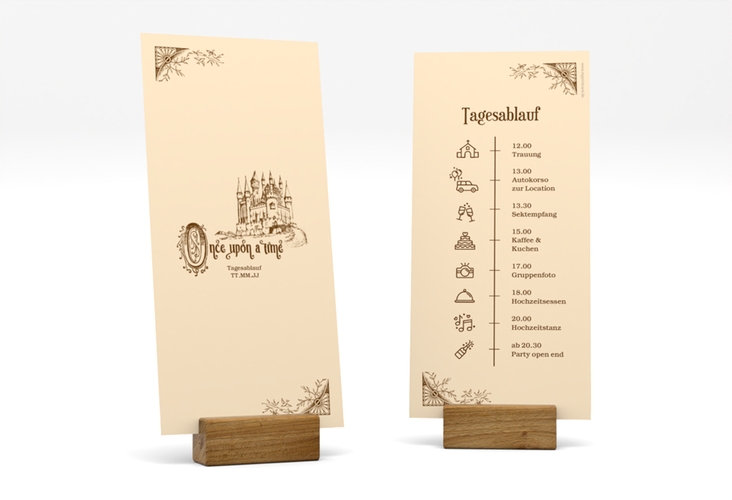 Tagesablauf Hochzeit Storybook lange Karte hoch