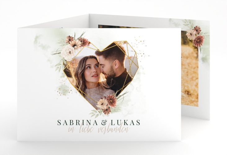 Hochzeitseinladung Odeur A6 Doppel-Klappkarte gruen