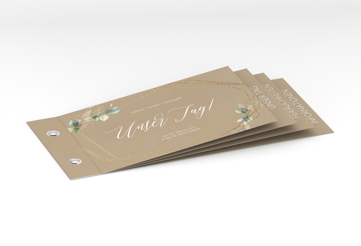 Hochzeitseinladung Greenish Booklet Kraftpapier
