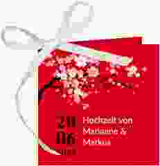 Geschenkanhänger Hochzeit Sakura Geschenkanhänger 10er Set rot