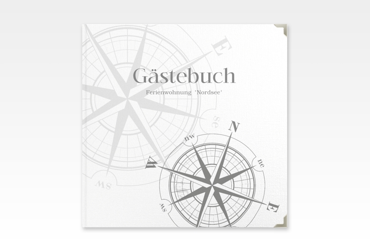 Gästebuch Selection Ferienwohnung Nordsee Leinen-Hardcover grau mit Windrose