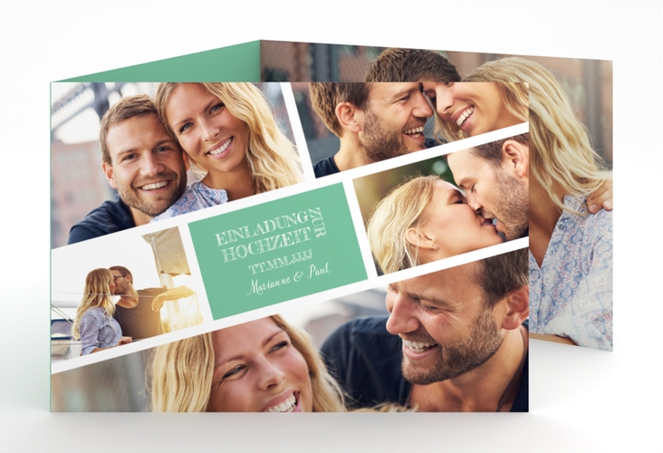 Hochzeitseinladung Rise A6 Doppel-Klappkarte mint