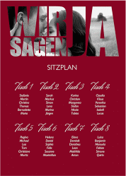 Sitzplan Poster Hochzeit Letters 50 x 70 cm Poster rot