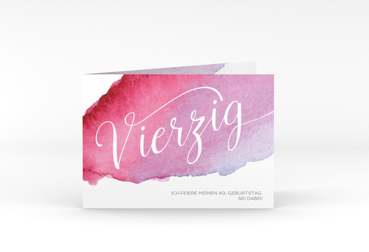 Einladung 40. Geburtstag Aquarell A6 Klappkarte quer