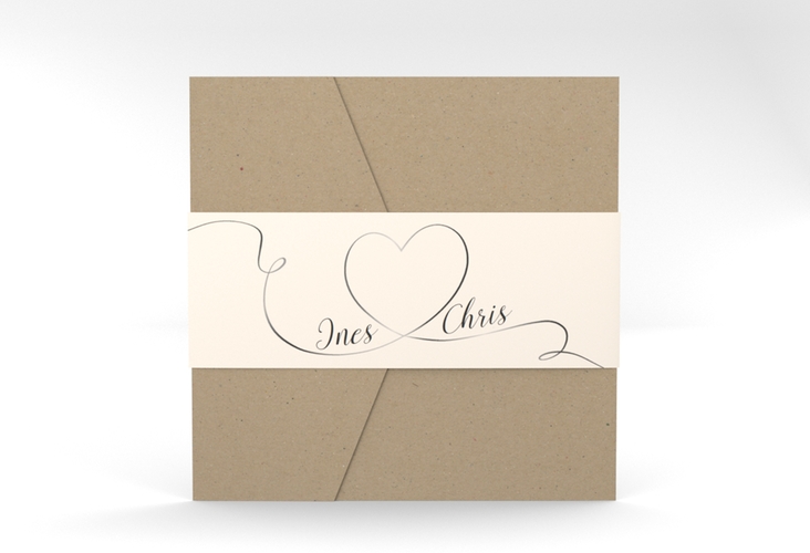 Hochzeitseinladung Dolce Pocketfold beige hochglanz