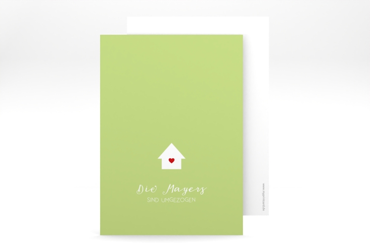 Party Einladungskarte Heimat A6 Karte hoch gruen mit kleinem Häuschen