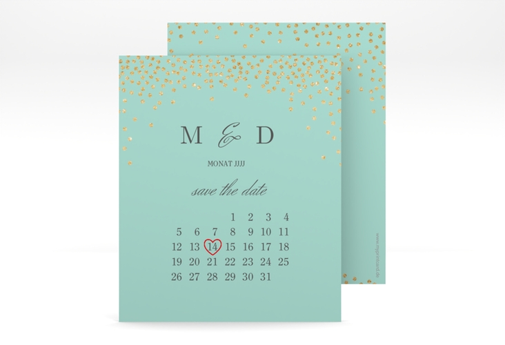 Save the Date-Kalenderblatt Glitter Kalenderblatt-Karte mint hochglanz