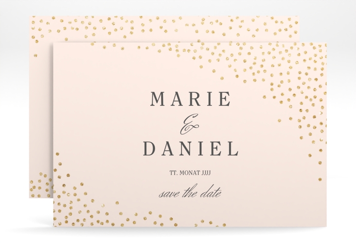 Save the Date-Karte Glitter A6 Karte quer rosa hochglanz