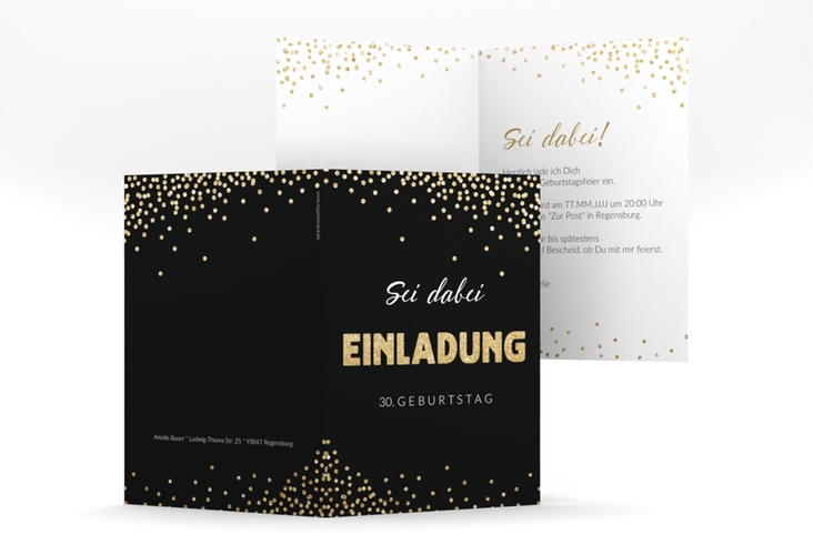 Einladung Geburtstag Glitzer A6 Klappkarte hoch