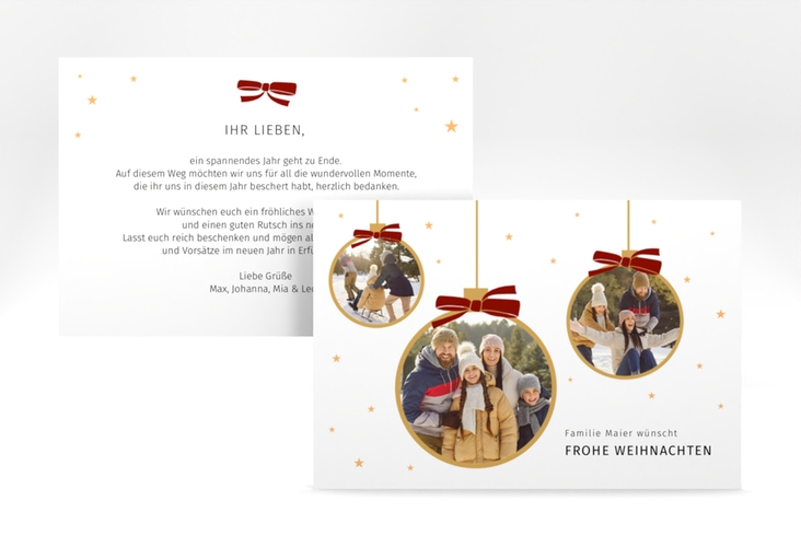 Weihnachtskarte Weihnachtsglanz A6 Karte quer für Weihnachtsgrüße mit Familienfoto
