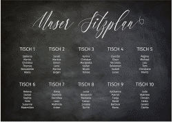 Sitzplan Poster Hochzeit Chalkboard 70 x 50 cm Poster schwarz