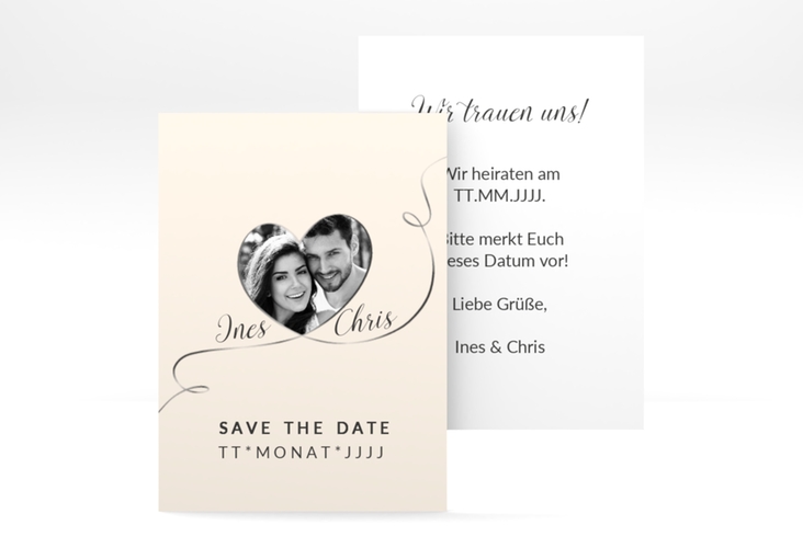 Save the Date-Visitenkarte Dolce Visitenkarte hoch beige hochglanz