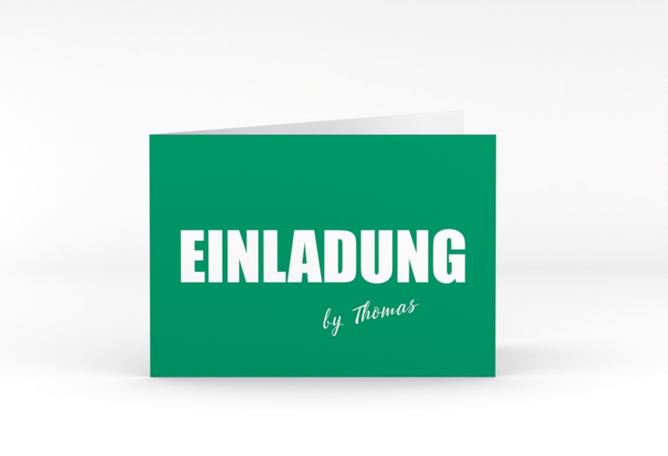 Einladung Geburtstag Zig A6 Klappkarte quer gruen