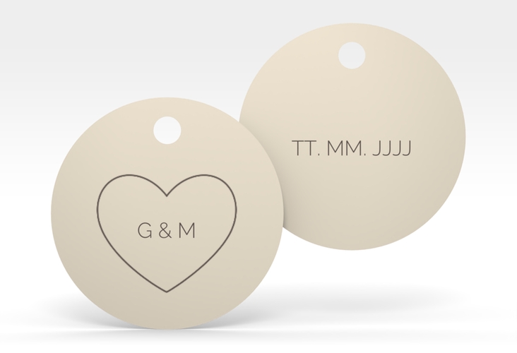 Geschenkanhänger Hochzeit Lebenstraum Geschenkanhänger, rund beige hochglanz